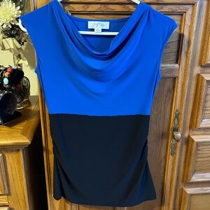 Josephine Studio Royal Blue and Black Cowl Neck Blouse